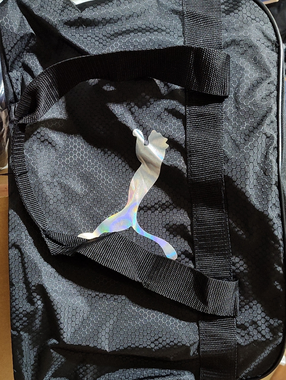 Puma Black Duffel with Iridescent Puma Logo New With Tags